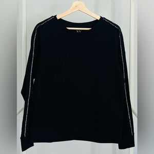 New York & Company Black Sweater with White Accents